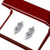 0.25 Carat (ctw) Sterling Silver Round White Diamond Ladies Double Heart Dangling Drop Earrings 1/4 CT