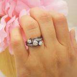 1.33 Carat (ctw) Black Rhodium Plated 18K White Gold Round Diamond Ladies Bridal Swirl Engagement Ring With Matching Band Set