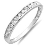 0.30 Carat (ctw) 10K White Gold Round Diamond Ladies Anniversary Wedding Band Stackable Ring 1/3 CT