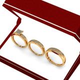 0.30 Carat (ctw) 18K Yellow Gold Plated Sterling Silver Round White Diamond Men & Womens Micro Pave Engagement Ring Trio Bridal Set 1/3 CT