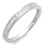 0.20 Carat (ctw) 10K White Gold Princess Cut Diamond Ladies Anniversary Wedding Band Stackable Ring 1/5 CT