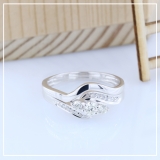 0.50 Carat (ctw) 10K White Gold Round Diamond Ladies Swirl 3 Stone Bridal Engagement Ring With Matching Band Set 1/2 CT