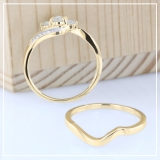 0.50 Carat (ctw) 14K Yellow Gold Round Diamond Ladies Swirl 3 Stone Bridal Engagement Ring With Matching Band Set 1/2 CT