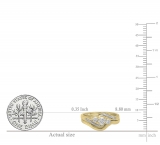 0.50 Carat (ctw) 14K Yellow Gold Round Diamond Ladies Swirl 3 Stone Bridal Engagement Ring With Matching Band Set 1/2 CT