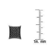 0.23 Carat (ctw) Black Plated Sterling Silver Real Black Diamond Kite Shape Men's Hip Hop Iced Micro Pave Stud Earrings 1/4 CT