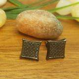 0.23 Carat (ctw) Black Plated Sterling Silver Real Black Diamond Kite Shape Men's Hip Hop Iced Micro Pave Stud Earrings 1/4 CT