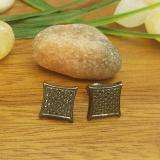 0.23 Carat (ctw) Black Plated Sterling Silver Real Black Diamond Kite Shape Men's Hip Hop Iced Micro Pave Stud Earrings 1/4 CT
