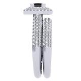 1.40 Carat (Ctw) 10K White Gold Princess & Round Cut Black & White Diamond Ladies Halo Bridal Engagement Ring With Matching Band Set