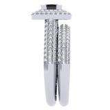 1.40 Carat (Ctw) 18K White Gold Princess & Round Cut Black & White Diamond Ladies Halo Bridal Engagement Ring With Matching Band Set
