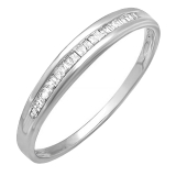 0.12 Carat (Ctw) Sterling Silver Baguette Cut Diamond Ladies Dainty Anniversary Wedding Band Stackable Ring