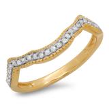 0.15 Carat (ctw) 14K Yellow Gold Round Diamond Ladies Stackable Anniversary Wedding Contour Band Guard Ring(BAND ONLY)