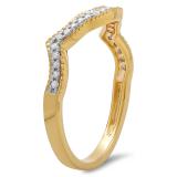 0.15 Carat (ctw) 14K Yellow Gold Round Diamond Ladies Stackable Anniversary Wedding Contour Band Guard Ring(BAND ONLY)