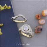 0.50 Carat (ctw) 18K Yellow Gold Plated Sterling Silver Round Diamond Ladies Micro Pave Engagement Ring Set 1/2 CT