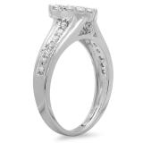 0.70 Carat (ctw) 10K White Gold Princess & Round Diamond Ladies Bridal Heart Shaped Promise Engagement Ring 3/4 CT