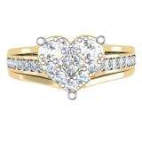 0.70 Carat (ctw) 14K Yellow Gold Princess & Round Diamond Ladies Bridal Heart Shaped Promise Engagement Ring 3/4 CT
