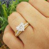 0.70 Carat (ctw) 14K Yellow Gold Princess & Round Diamond Ladies Bridal Heart Shaped Promise Engagement Ring 3/4 CT
