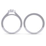 0.50 Carat (ctw) 10K White Gold Round Diamond Ladies Halo Style Bridal Engagement Ring With Matching Band Set 1/2 CT