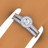 0.50 Carat (ctw) 10K White Gold Round Diamond Ladies Halo Style Bridal Engagement Ring With Matching Band Set 1/2 CT