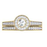 0.50 Carat (ctw) 14K Yellow Gold Round Diamond Ladies Halo Style Bridal Engagement Ring With Matching Band Set 1/2 CT