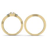 0.50 Carat (ctw) 10K Yellow Gold Round White and Blue Diamond Ladies Halo Style Bridal Engagement Ring With Matching Band Set 1/2 CT