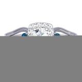 0.50 Carat (ctw) 14K White Gold Round White and Blue Diamond Ladies Halo Style Bridal Engagement Ring With Matching Band Set 1/2 CT