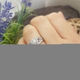 0.50 Carat (ctw) 14K White Gold Round White and Blue Diamond Ladies Halo Style Bridal Engagement Ring With Matching Band Set 1/2 CT