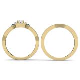 0.50 Carat (ctw) 14K Yellow Gold Round White and Blue Diamond Ladies Halo Style Bridal Engagement Ring With Matching Band Set 1/2 CT