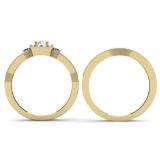 0.50 Carat (ctw) 18K Yellow Gold Round White and Blue Diamond Ladies Halo Style Bridal Engagement Ring With Matching Band Set 1/2 CT
