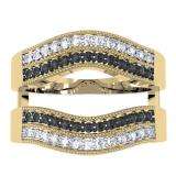 0.55 Carat (ctw) 14K Yellow Gold Round Black & White Diamond Ladies Double Row Anniversary Wedding Band Milgrain Guard Double Ring 1/2 CT