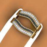 0.55 Carat (ctw) 14K Yellow Gold Round Black & White Diamond Ladies Double Row Anniversary Wedding Band Milgrain Guard Double Ring 1/2 CT