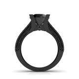 4.00 Carat (ctw) Black Rhodium Plated 18K White Gold Round Black Diamond Ladies Vintage Style Solitaire With Accents Bridal Engagement Ring 4 CT
