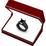 5.10 Carat (ctw) Black Rhodium Plated 10K White Gold Princess & Round Black Diamond Ladies Vintage Style Solitaire With Accents Bridal Engagement Ring