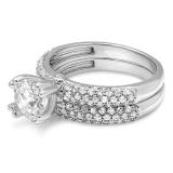 2.00 Carat (Ctw) 10K White Gold Round Cut Diamond Ladies Bridal Engagement Ring With Matching Band Set 2 CT