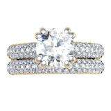 2.00 Carat (Ctw) 14K Yellow Gold Round Cut Diamond Ladies Bridal Engagement Ring With Matching Band Set 2 CT