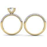 2.00 Carat (Ctw) 14K Yellow Gold Round Cut Diamond Ladies Bridal Engagement Ring With Matching Band Set 2 CT