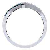 0.25 Carat (ctw) 10K White Gold Round Blue & White Diamond Anniversary Wedding Band Swirl Ring 1/4 CT