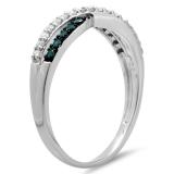 0.25 Carat (ctw) 14K White Gold Round Blue & White Diamond Anniversary Wedding Band Swirl Ring 1/4 CT