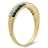 0.25 Carat (ctw) 14K Yellow Gold Round Blue & White Diamond Anniversary Wedding Band Swirl Ring 1/4 CT