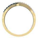 0.25 Carat (ctw) 14K Yellow Gold Round Blue & White Diamond Anniversary Wedding Band Swirl Ring 1/4 CT
