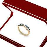 0.25 Carat (ctw) 14K Yellow Gold Round Blue & White Diamond Anniversary Wedding Band Swirl Ring 1/4 CT