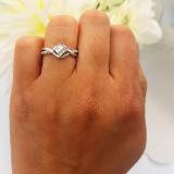0.33 Carat (ctw) 10K White Gold Princess & Round Cut Diamond Ladies Bridal Swirl Wave Engagement Ring 1/3 CT