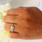 0.33 Carat (ctw) 10K White Gold Princess & Round Cut Diamond Ladies Bridal Swirl Wave Engagement Ring 1/3 CT