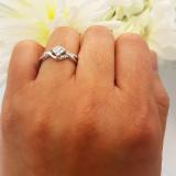 0.33 Carat (ctw) 10K White Gold Princess & Round Cut Diamond Ladies Bridal Swirl Wave Engagement Ring 1/3 CT