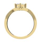 0.33 Carat (ctw) 10K Yellow Gold Princess & Round Cut Diamond Ladies Bridal Swirl Wave Engagement Ring 1/3 CT