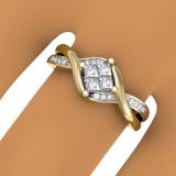 0.33 Carat (ctw) 10K Yellow Gold Princess & Round Cut Diamond Ladies Bridal Swirl Wave Engagement Ring 1/3 CT