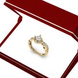 0.33 Carat (ctw) 14K Yellow Gold Princess & Round Cut Diamond Ladies Bridal Swirl Wave Engagement Ring 1/3 CT