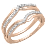 0.25 Carat (ctw) 10K Rose Gold Round Diamond Ladies Anniversary Wedding Band Enhancer Guard Double Ring 1/4 CT