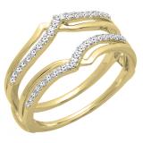 0.25 Carat (ctw) 14K Yellow Gold Round Diamond Ladies Anniversary Wedding Band Enhancer Guard Double Ring 1/4 CT