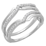 0.25 Carat (ctw) 18K White Gold Round Diamond Ladies Anniversary Wedding Band Enhancer Guard Double Ring 1/4 CT
