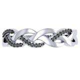 0.10 Carat (ctw) Sterling Silver Round Black Diamond Ladies Swirl Wedding Anniversary Ring 1/10 CT